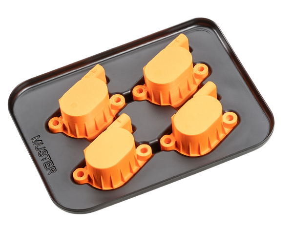 Werkstückträger/Tray mit 3D-gedruckten Zahnrädern