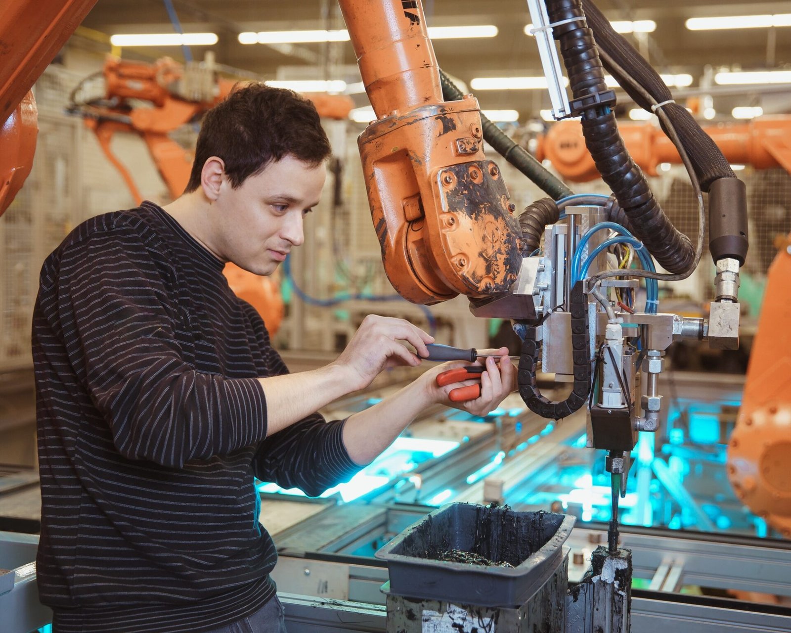 Wartung von Robotern an der Produktionslinie