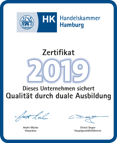 Ausbildungszertifikat der Handelskammer Hamburg