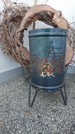 Feuerkorb / Feuersäule mit Wunschmotiv