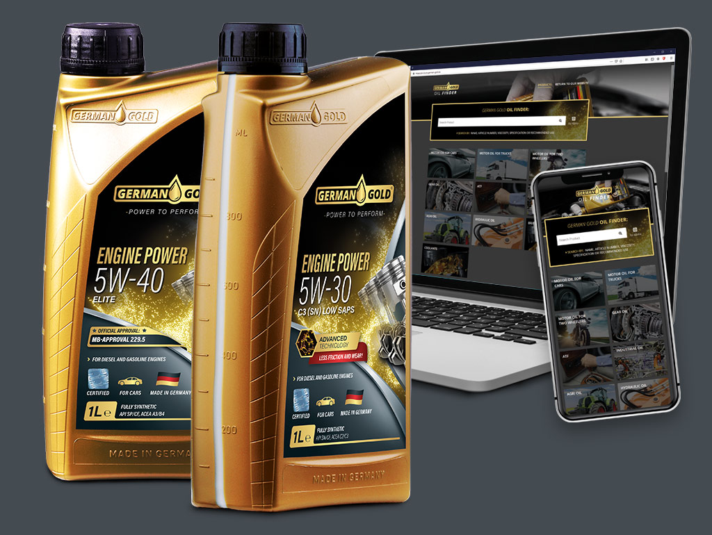 Produktflaschen mit Oil Finder App