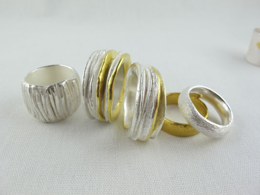 Ringe, Silber + Feingold