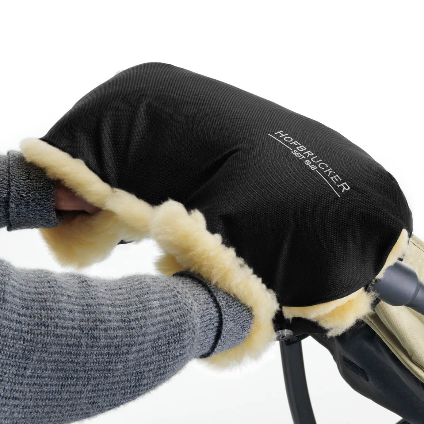 Lammfell-Handwärmer für Kinderwagen