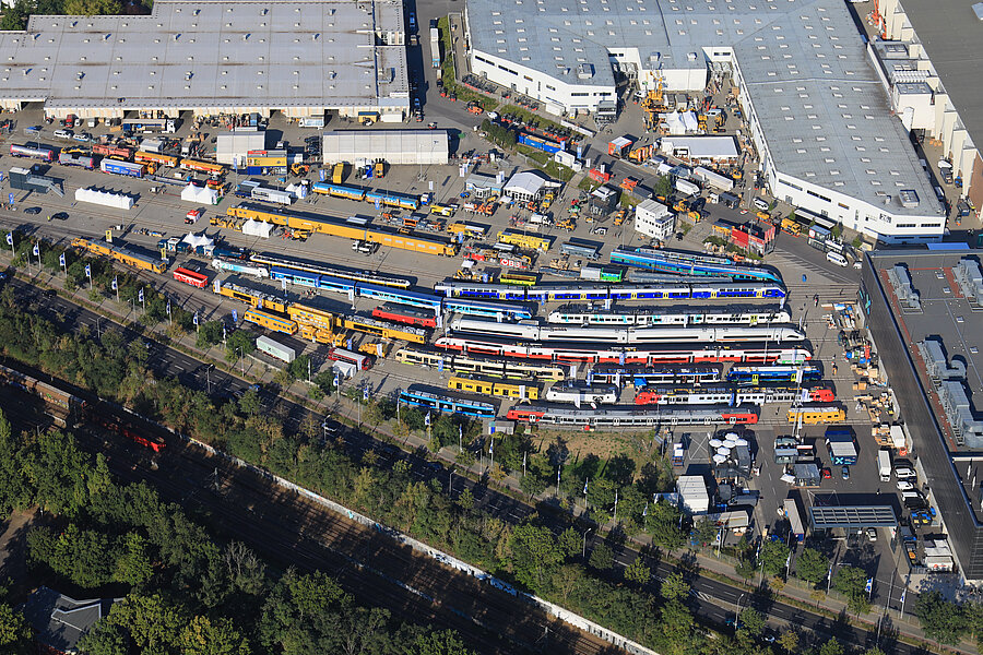 Track construction machine in operation