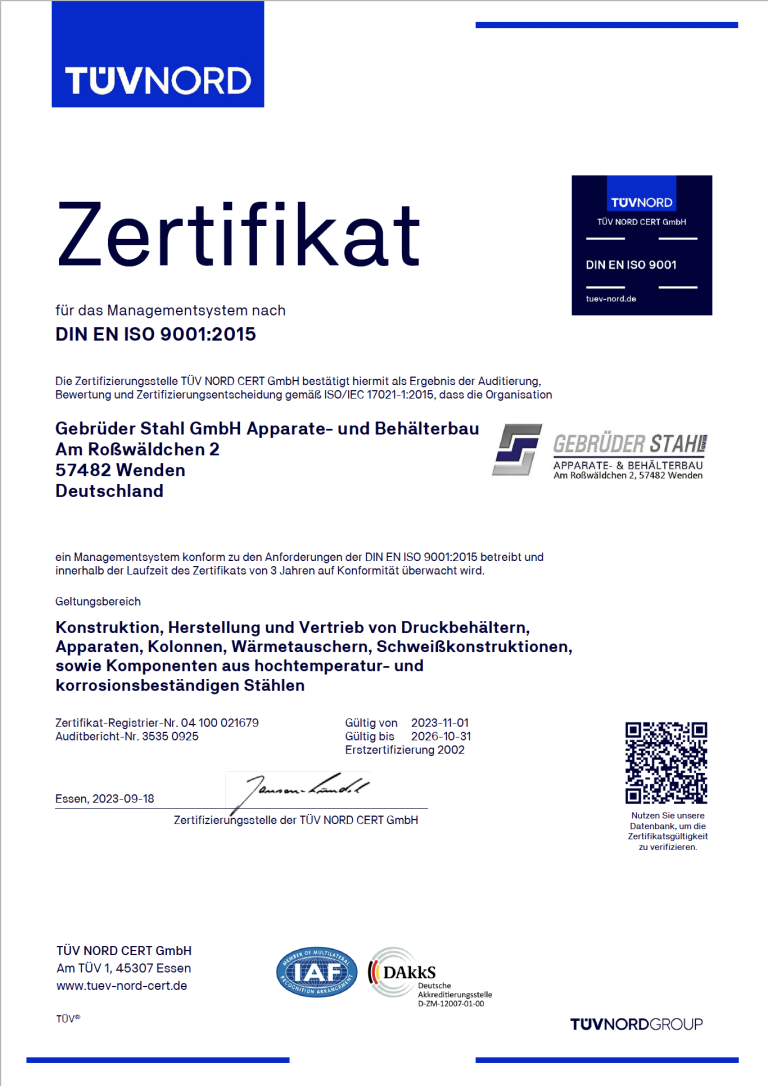 Druckbehälter, Apparate, Kolonnen, Wärmetauscher
