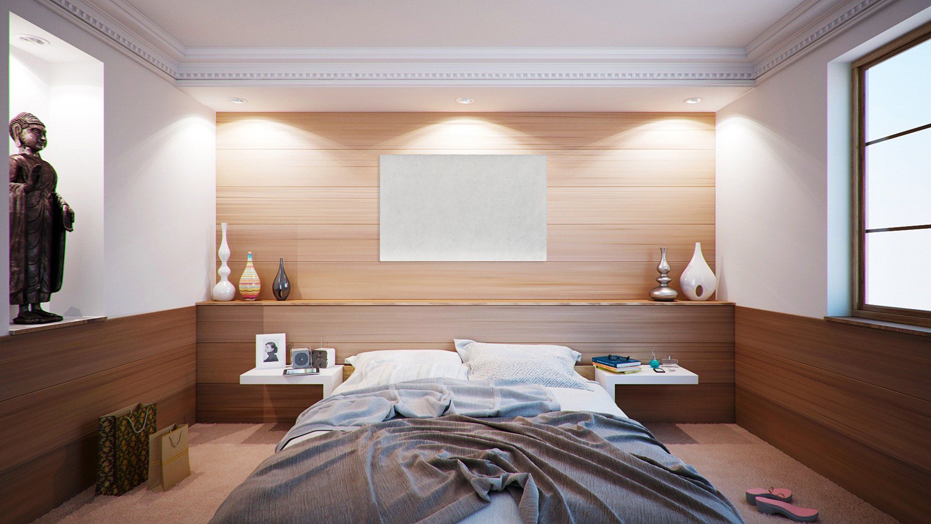 Heating panels in the bedroom area
