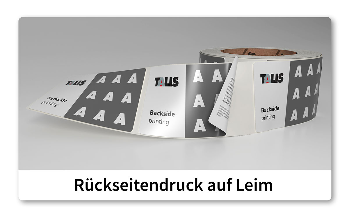 Etiketten mit Rückseitendruck auf Leim