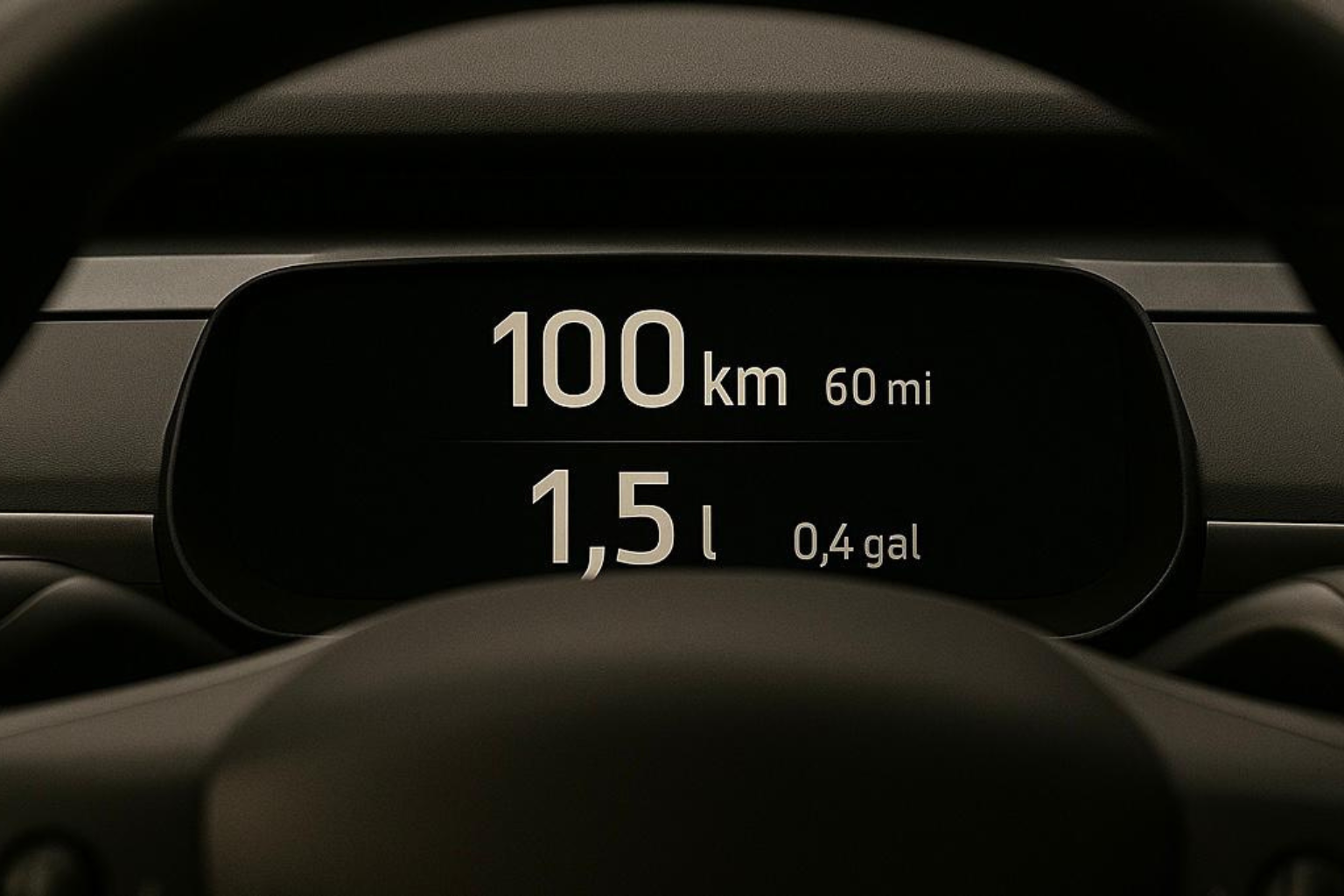 Verbrauchsanzeige 100 km / 1,5 Liter