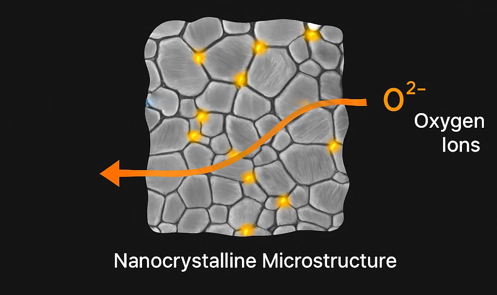 Nanokristalline Mikrostruktur des Festelektrolyts