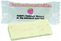 Kaubonbonstreifen mit Etikett, 50 Stück