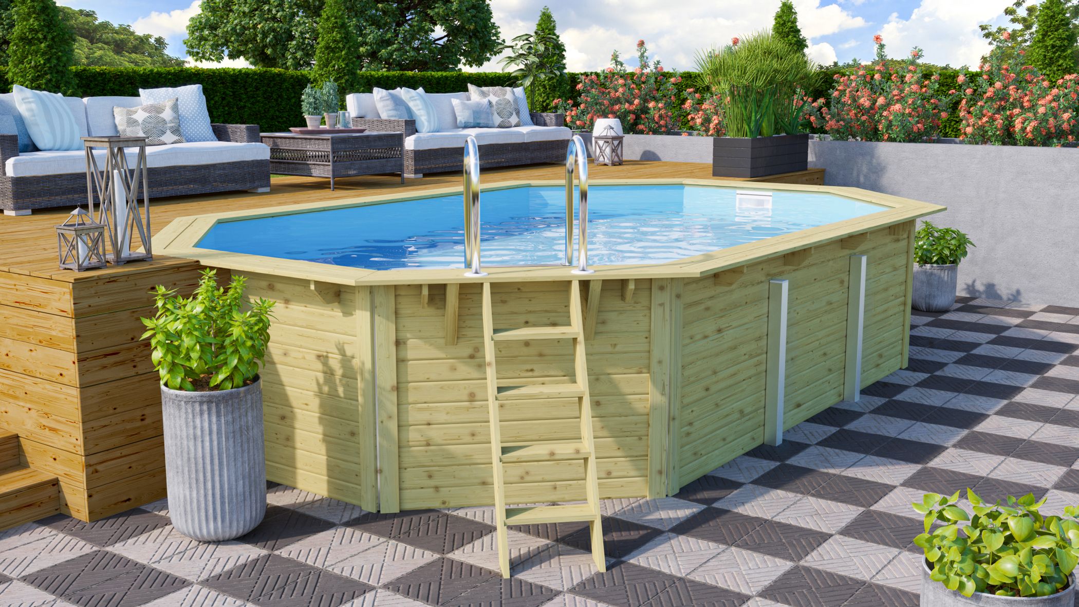 Pool Modell X4 mit Anbaudach