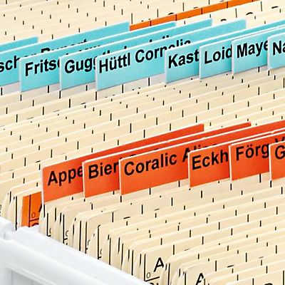 Orga-Mappe mit beschrifteten Reitern (A–Z)