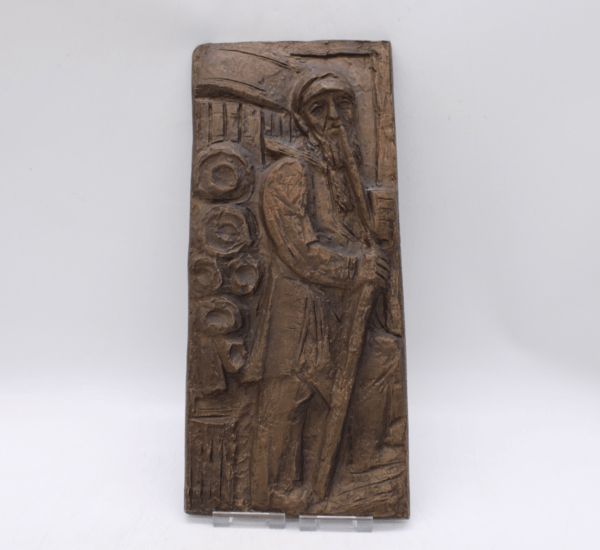 Gussrelief Massiv Metall Bronze West Germany, Krautwald