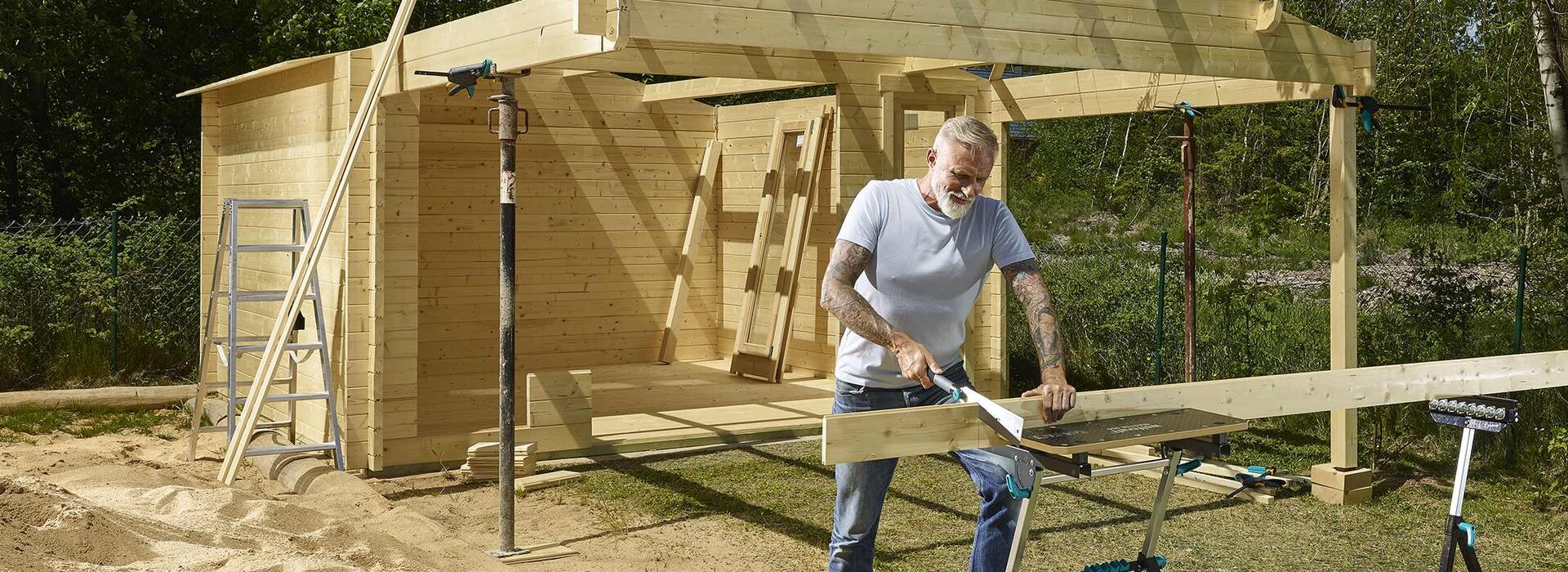 Projekt Gartenhaus mit wolfcraft-Werkzeugen
