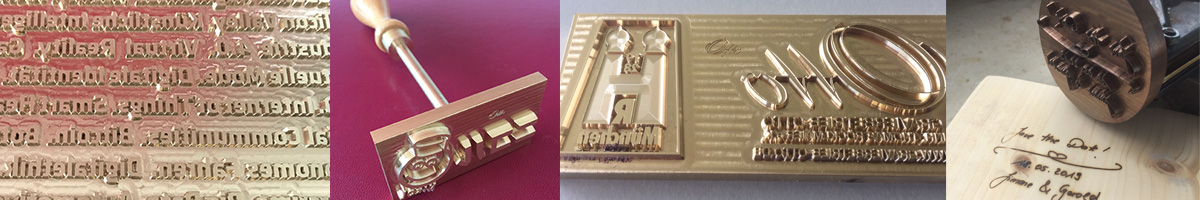 Relief- und Golddruckstempel aus Messing