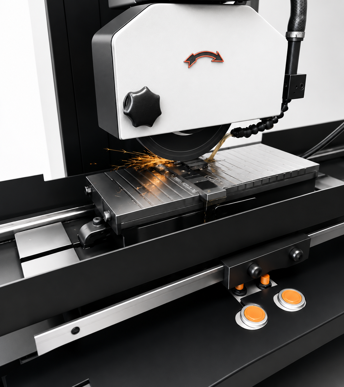 CNC-Schleifen mit funkenfliegender Schleifscheibe