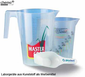 Bedruckte Laborgeräte aus Kunststoff als Werbemittel