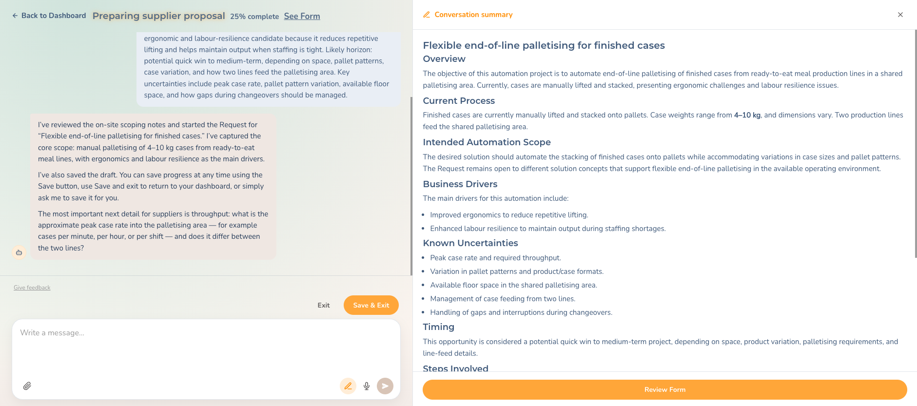 KI-Erstellung eines supplier-ready RFI