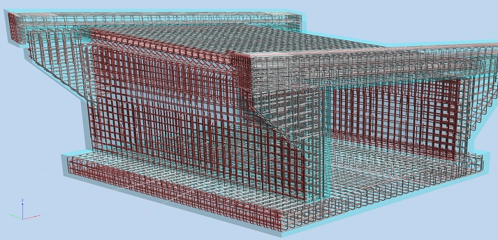 3D-Modell mit Bewehrung Brücke Melzers Teich, Leutersdorf