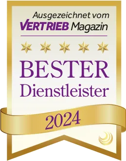 Siegel: Auszeichnung als bester Dienstleister 2024 (Vertrieb Magazin)