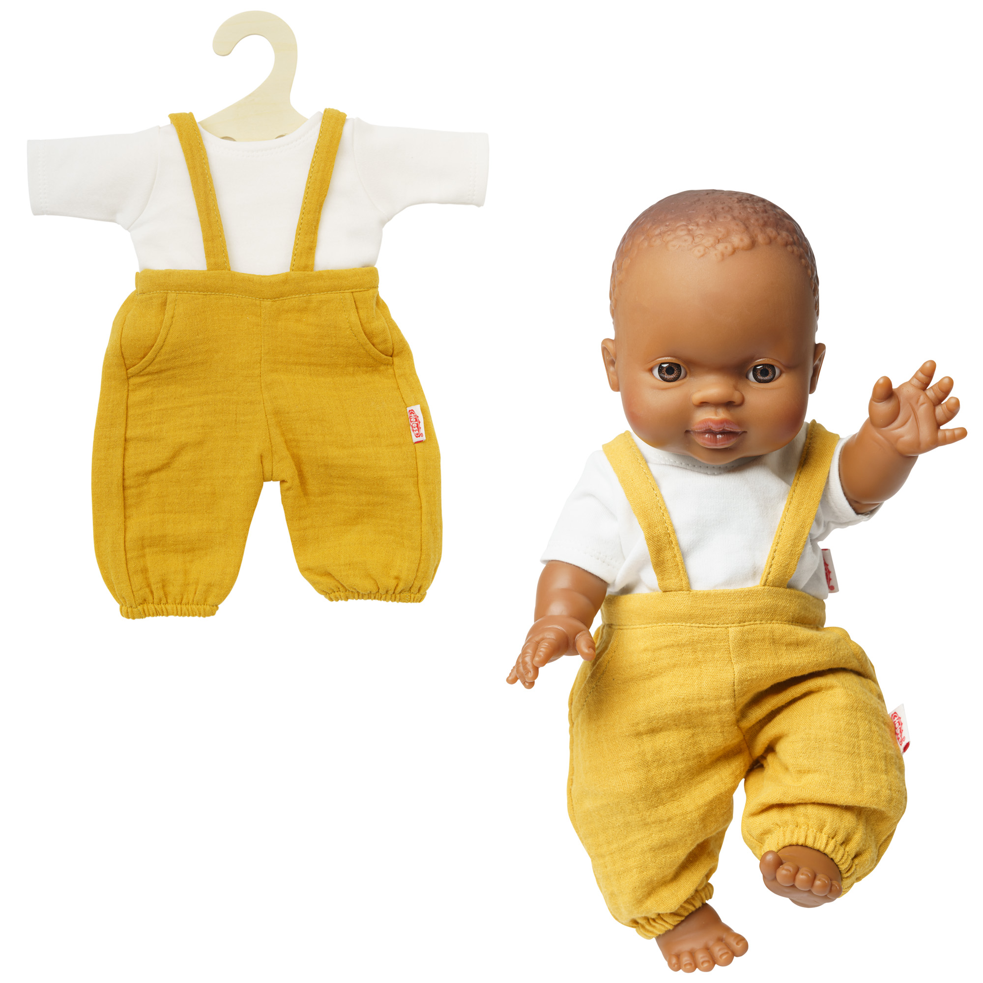 Musselin Puppen-Latzhose mit T-Shirt