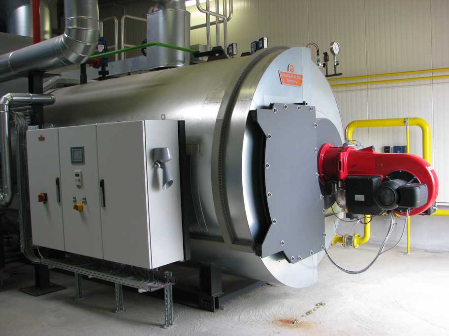 High-pressure steam boiler supplying a dairy