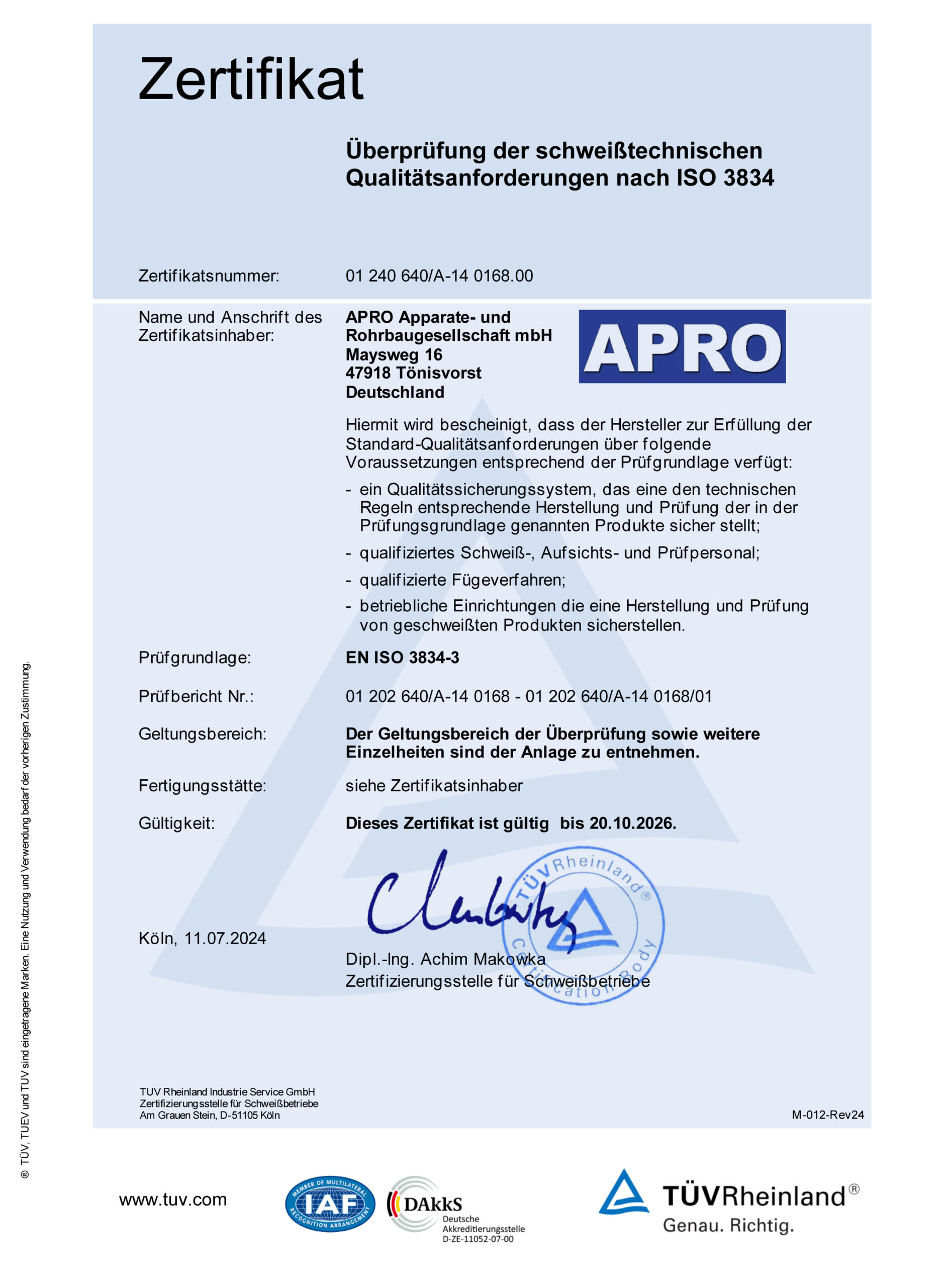 APRO – Fertigung
