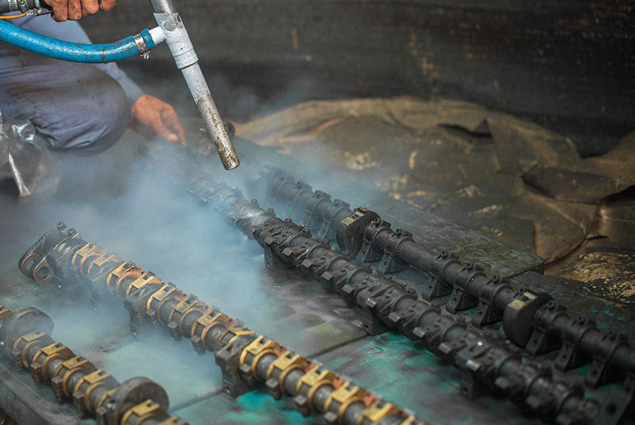 Strahlarbeiten an Rost
