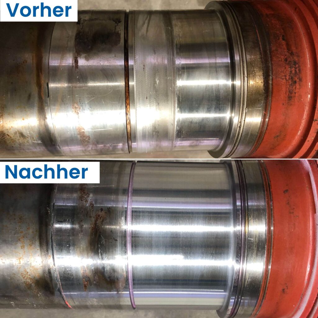 Vorher-Nachher: wiederaufbereitetes Bauteil