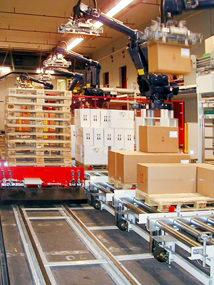 Palettieranlage mit LKW-Verladung
