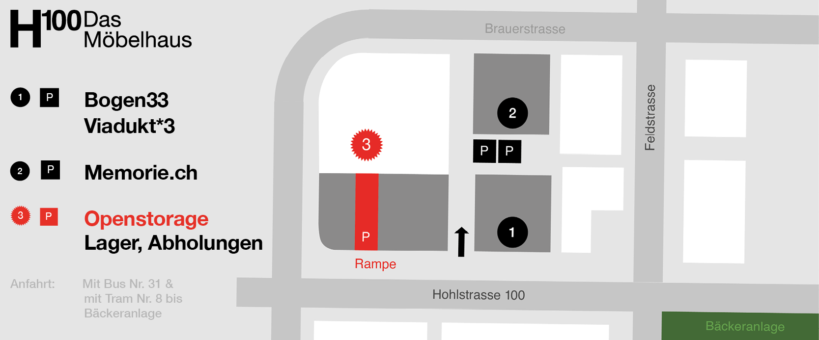 Lageplan H100, Hohlstrasse Zürich