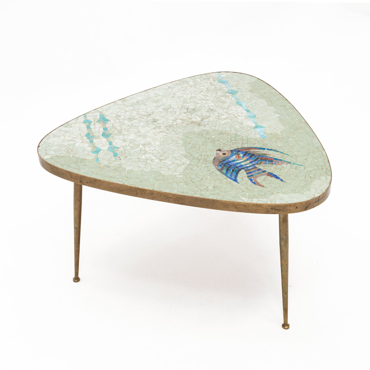 Mosaik-Couchtisch Fischmotiv, 50er Jahre