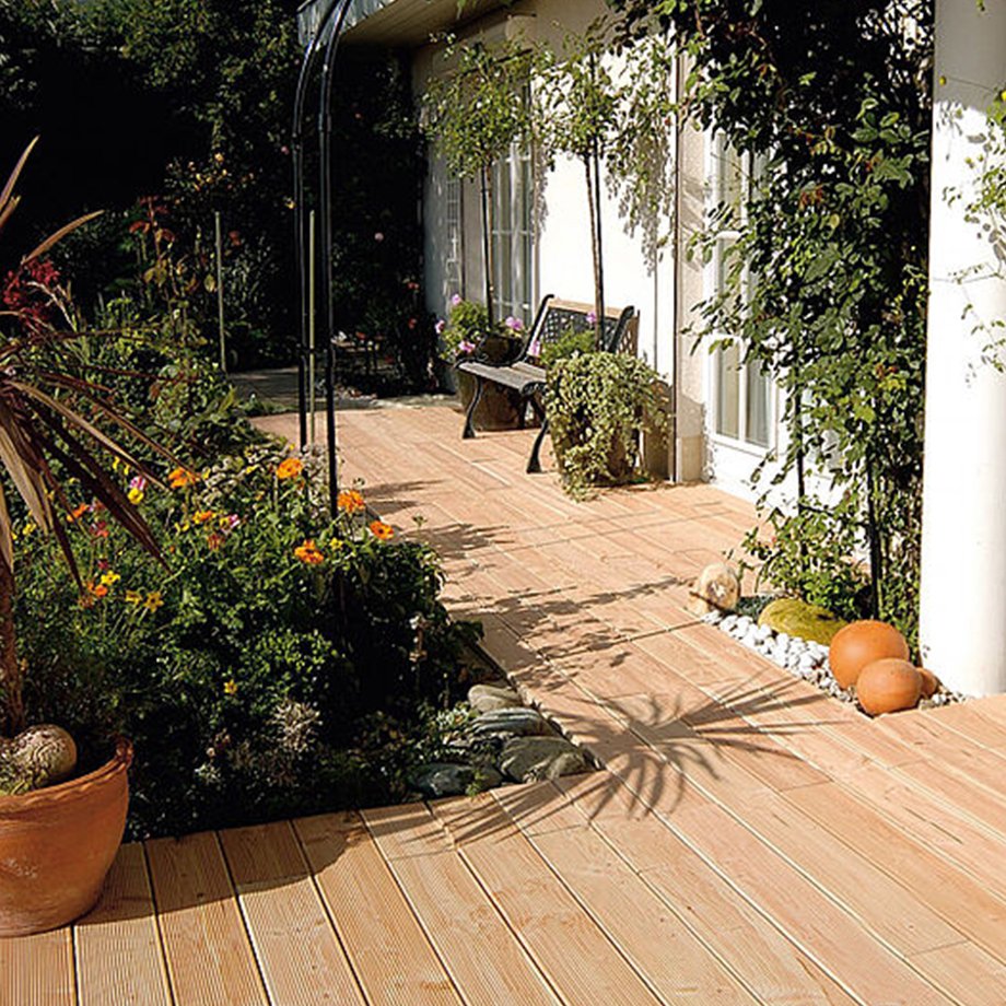 Terrassendiele Lärche/Douglasie Kombiprofil 27×140 mm