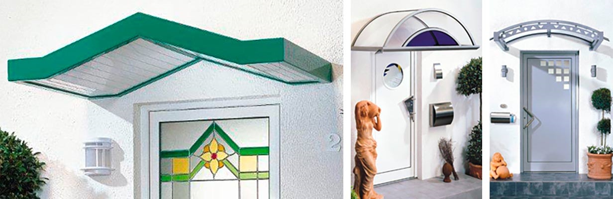 Front door canopies for protection of the entrance area