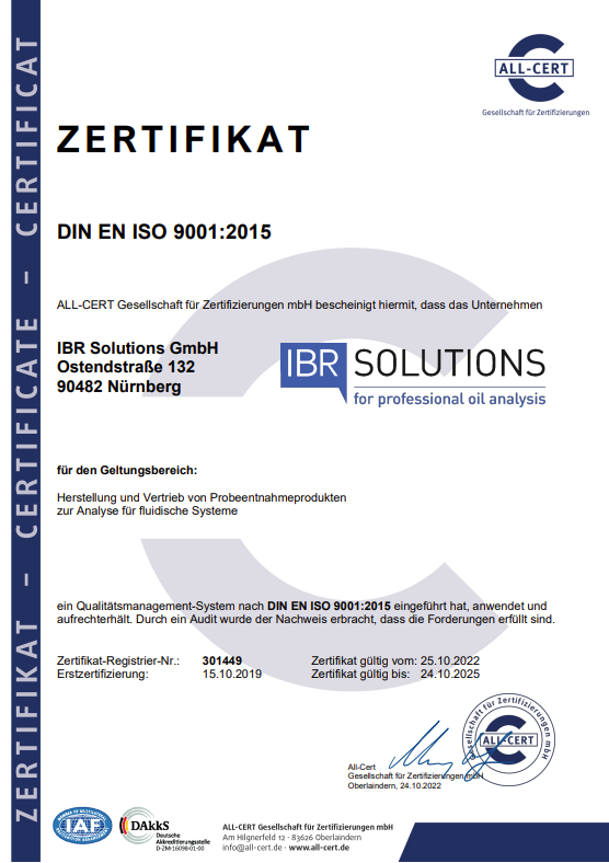 IBR-Zertifizierung DIN EN ISO 9001:2015