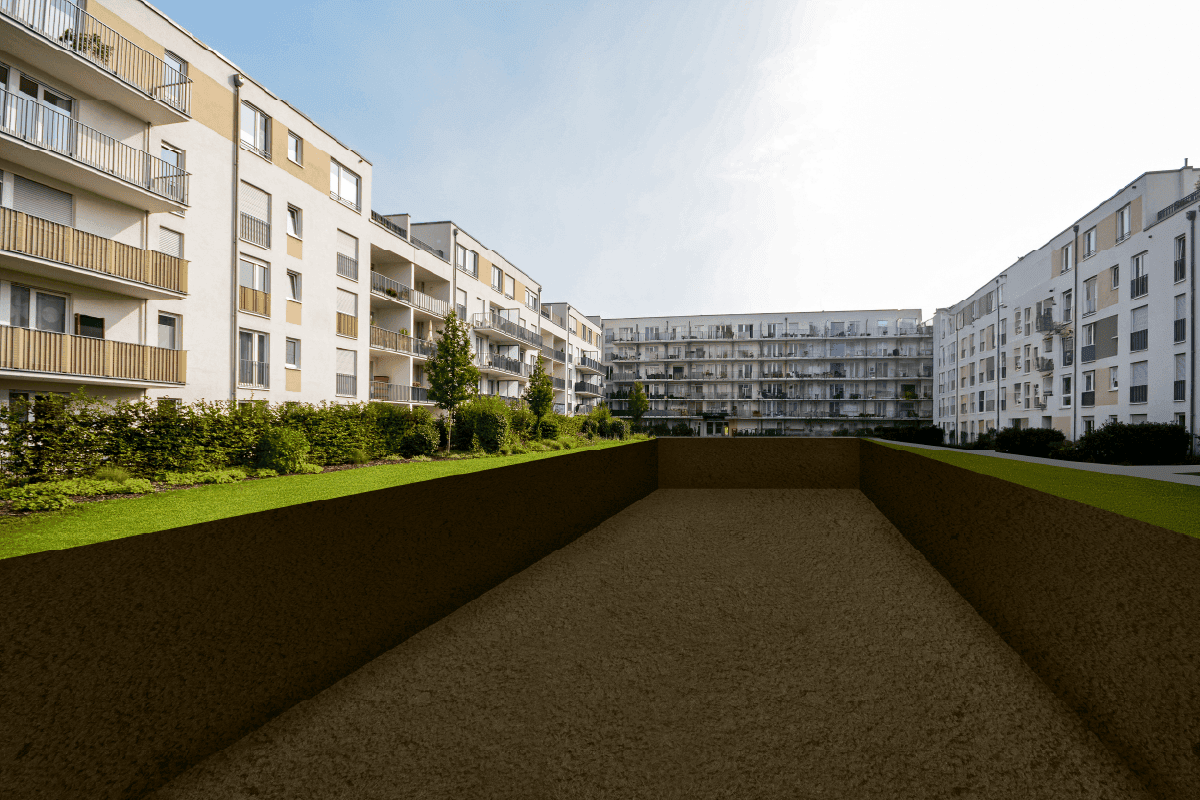 Einbau der Kollektoren unter Rasenfläche