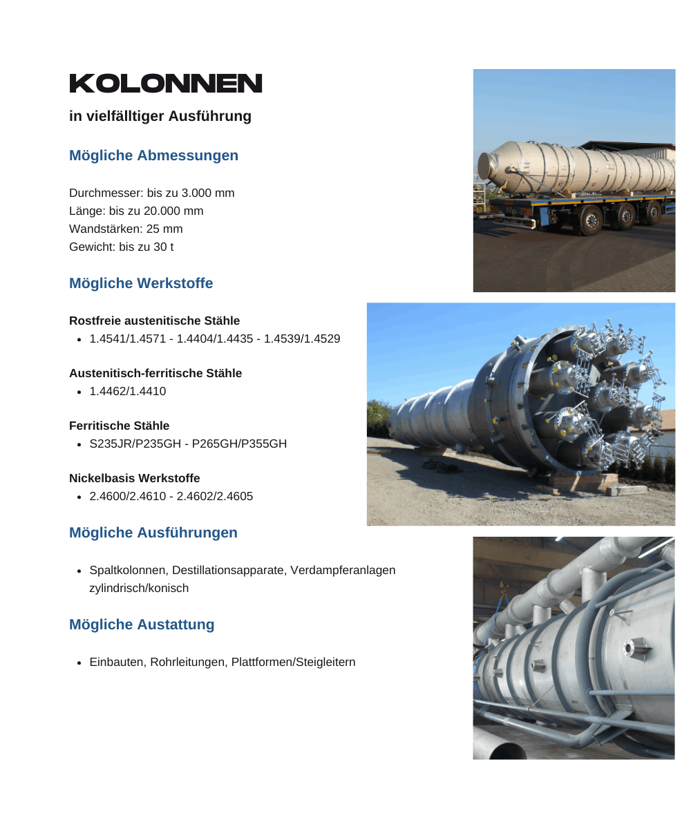 Kolonnen und Spezialapparate