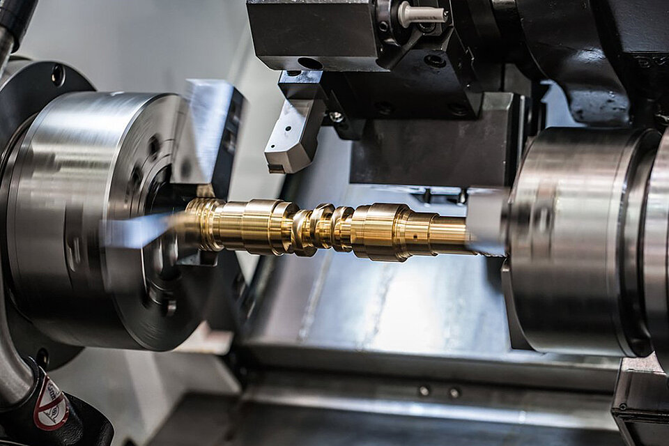 CNC lathe in production