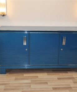 Art Déco furniture in steel-blue metallic, French design of the 1940s