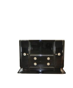 Art Déco sideboard with piano lacquer and chrome handles