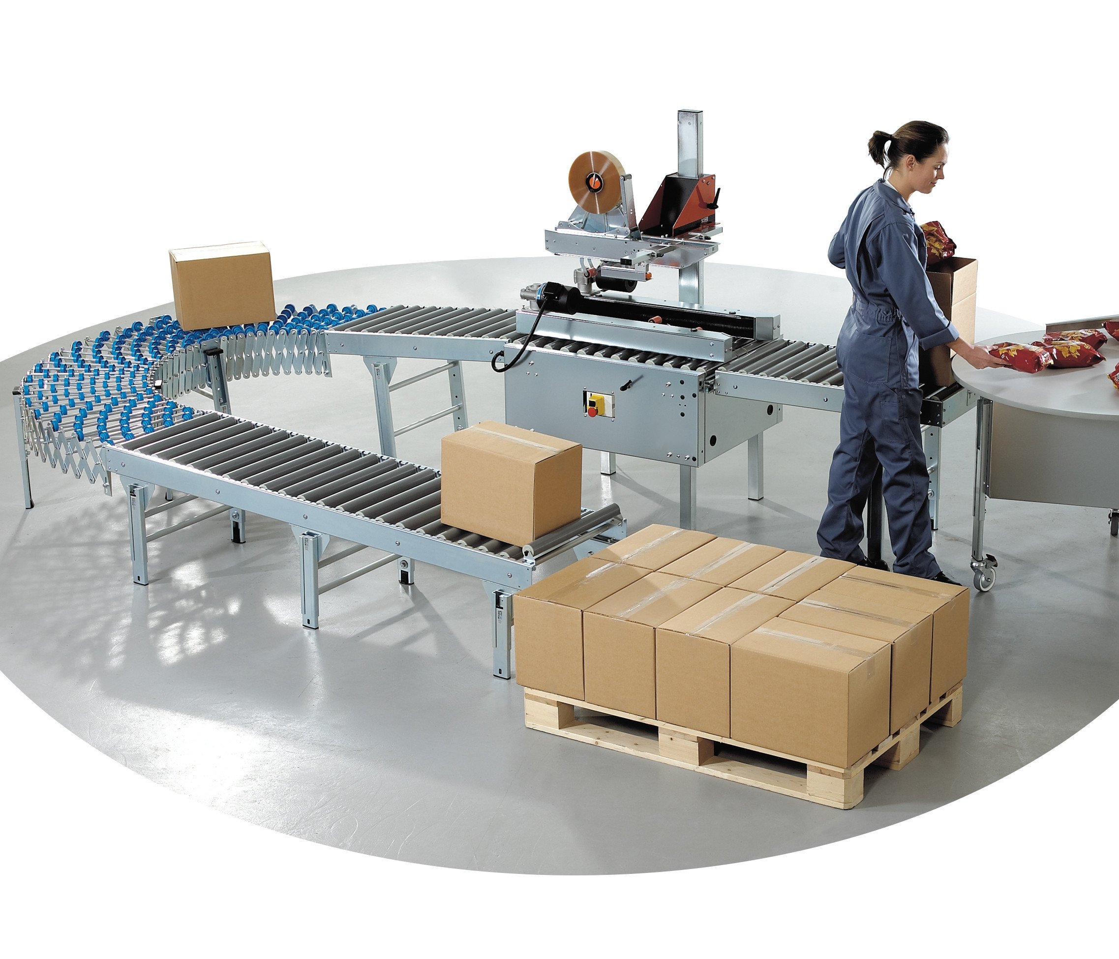 Halbautomatisierter Packplatz