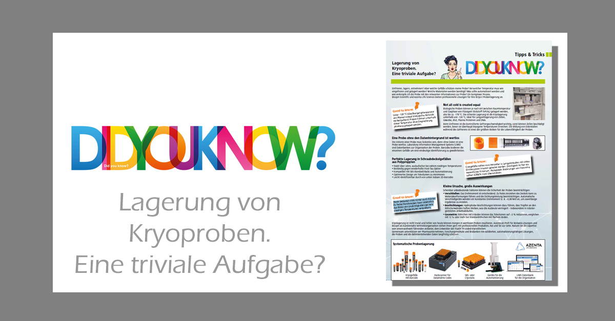 Gefäße und Materialien für die Lagerung von Kryoproben