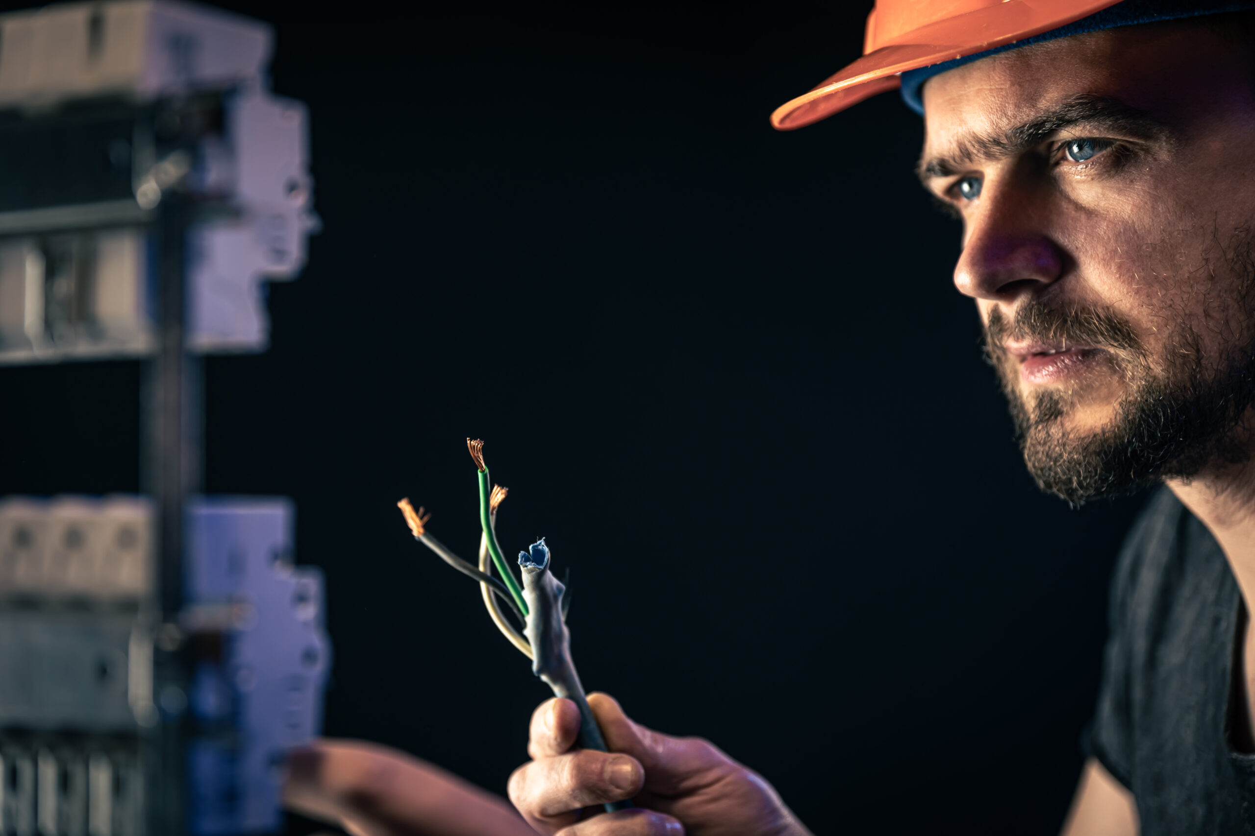 Elektroniker bei der Arbeit am Verteiler