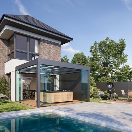 Terrassenüberdachung mit Glaselementen