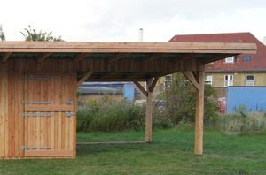Überdachter Putzplatz 3,0 × 3,0 m mit Anbindebalken