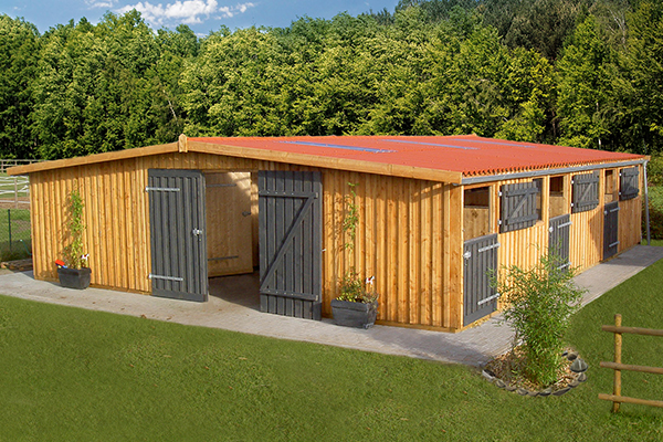 Komplettstallanlage mit Stallgasse und Oberlicht