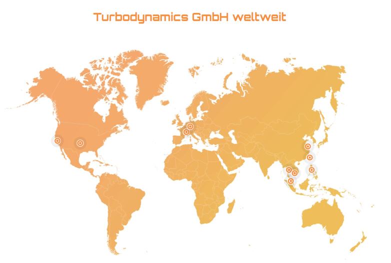 Weltweite Standorte von Turbodynamics