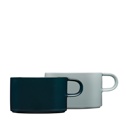 Stackable cups in dark blue and white (DATUM FARBIG)