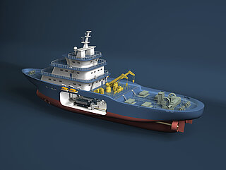 Hydraulikanwendungen im Schiff (CAD-Schnitt)