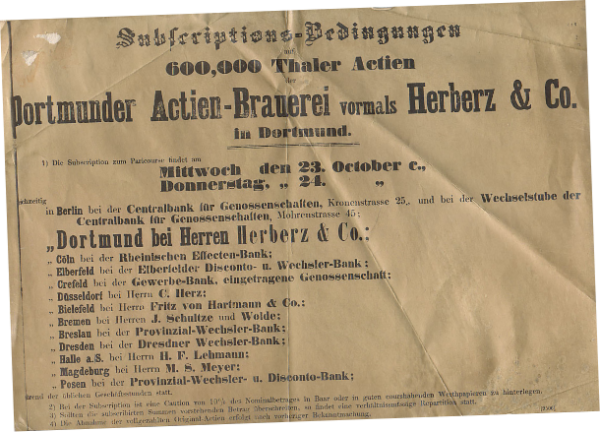 Historische Aktie der Dortmunder Actien-Brauerei (1872)